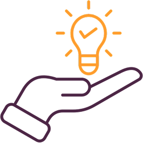 Hand holding lightbulb with checkmark inside.